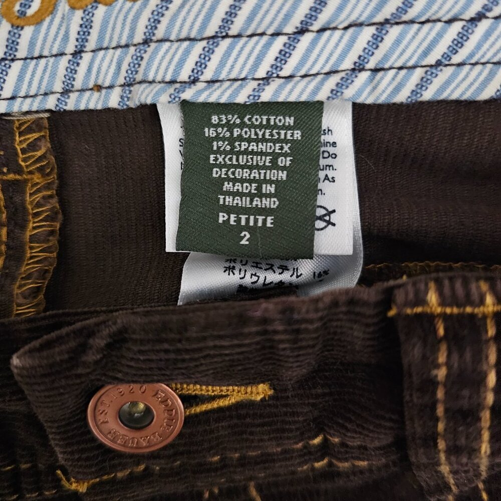 Eddie Bauer Corduroy Vintage Y2K Chocolate Brown A-Line Retro Cotton Blend Skirt - Picture 3 of 9